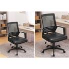 Office Mesh Chair With Leather Seat - Black