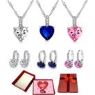Necklace And Earrings Set+Valentine Box - Blue