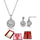 Necklace And Earrings Set+Valentine Box - Silver