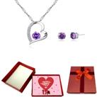 Necklace & Earrings Set+Valentine Box - Purple