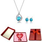 Necklace & Earring Set+Valentine Box - Silver