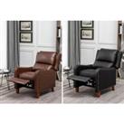 Pushback Recliner Leather Armchair - Black & Brown!