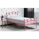 Jemima Metal Bed With Optional Mattress - Pink