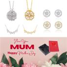 Four Leaf Necklace And Earrings+Md Box - Silver
