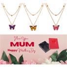 Butterfly Gold Layered Necklace+Md Box - Yellow