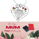 Mum Heart Rose Flower Necklace+Md Box - Red