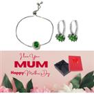 Green Crystal Bracelet&Earrings+Md Box