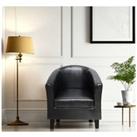 Faux Leather Tub Chair - Black