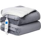 Heated Sherpa Throw Electric Reversible Blanket - Grey Or Beige!