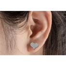 Heart Shaped Diamond Cluster Earrings - Silver
