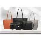 Miss Lulu 4-Piece Handbag Set - Black, Brown, Grey