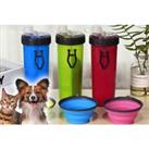 Portable 2-In-1 Dog Food & Water Bottle - 3 Colour Options - Blue
