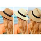 Wide Brim Straw Panama Hat - 5 Colours - Beige