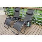 Set Of 2 Zero Gravity Reclining Chairs With Cup Holder