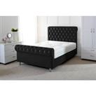 Black Plush Chesterfield Scroll Bed Frame