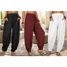 Women'S Loose Linen Harem Trousers - 5 Colours & 5 Sizes! - Khaki