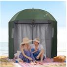 Outsunny 2M Beach Parasol Fishing Brolly - Blue