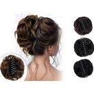 Short Body Wave Synthetic Hair Buns With Claw Wig - 4 Colours - Brown