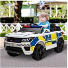 Homcom 12V Electric Ride On Police Car - White