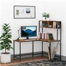 Homcom L-Shaped Desk & Storage Shelf - Black