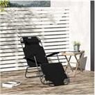 Outsunny Metal Frame 2 In 1 Sun Lounger - Black