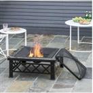 Outsunny 3 In 1 Square Fire Pit Table