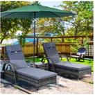 Outsunny 3 Pieces Patio Lounge Chair Set