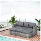 Outsunny Outdoor Pe Rattan Sofa Set - Grey
