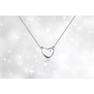 White Gold-Plated Natural Diamond Heart Pendant Necklace