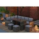 9-Seater Grey Rattan Garden Furniture Dining Set - Optional Cover