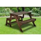 Garden Hardwood Convertible Folding Picnic Table Bench - 2-In-1 - Grey