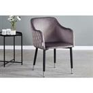Set Of 2 Velvet Dining Chairs - 5 Colours - Grey