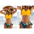Yellow Lemon Strappy Bikini - Uk Sizes 8-14 - Blue