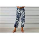 Women'S Floral Summer Trousers - Navy