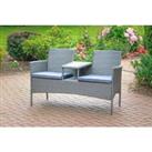 Rattan 2 In 1 Love Seat Table Outdoor Patio Furniture