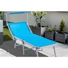 Reclining Outdoor Sun Lounger With Canopy - 3 Colours - Beige