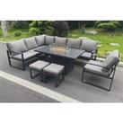 Aluminium 10 Seater Outdoor Patio Furniture Set With Fire Pit