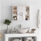 Homcom Mirrored Bathroom Wall Cabinet W/ Cupboard & Shelves - White