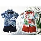 Hawaiian Kid Casual Two-Piece Shirt And Short Set - Red