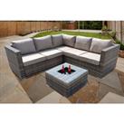5 Seater Rattan Corner Patio Sofa Set With Table In Grey And Brown Options