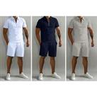 Men'S Two-Piece Polo T-Shirt And Shorts In 5 Colours - White