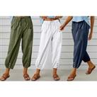 Women'S Elastic High Waist Loose Casual Pants With Pockets - Navy