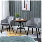 Homcom Velvet Dining Chairs, Armrests - Grey