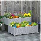 Outsunny 4 Raised Bed Planters, Grey
