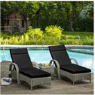 Outsunny Sun Lounger Cushions For Rattan - Cream