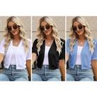 Women'S Puff Sleeve Cropped Cardigan - Blue, Black Or White