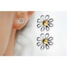 Daisy Stud Earrings - Silver With Gold Centre