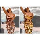 Women'S Sexy Tiger Print Camisole Dress - 2 Colour Options - Black