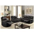 Faux Leather Recliner Sofa Set - Black