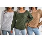 Knitted Button Long Sleeve Jumper In 5 Colour Options - Khaki
